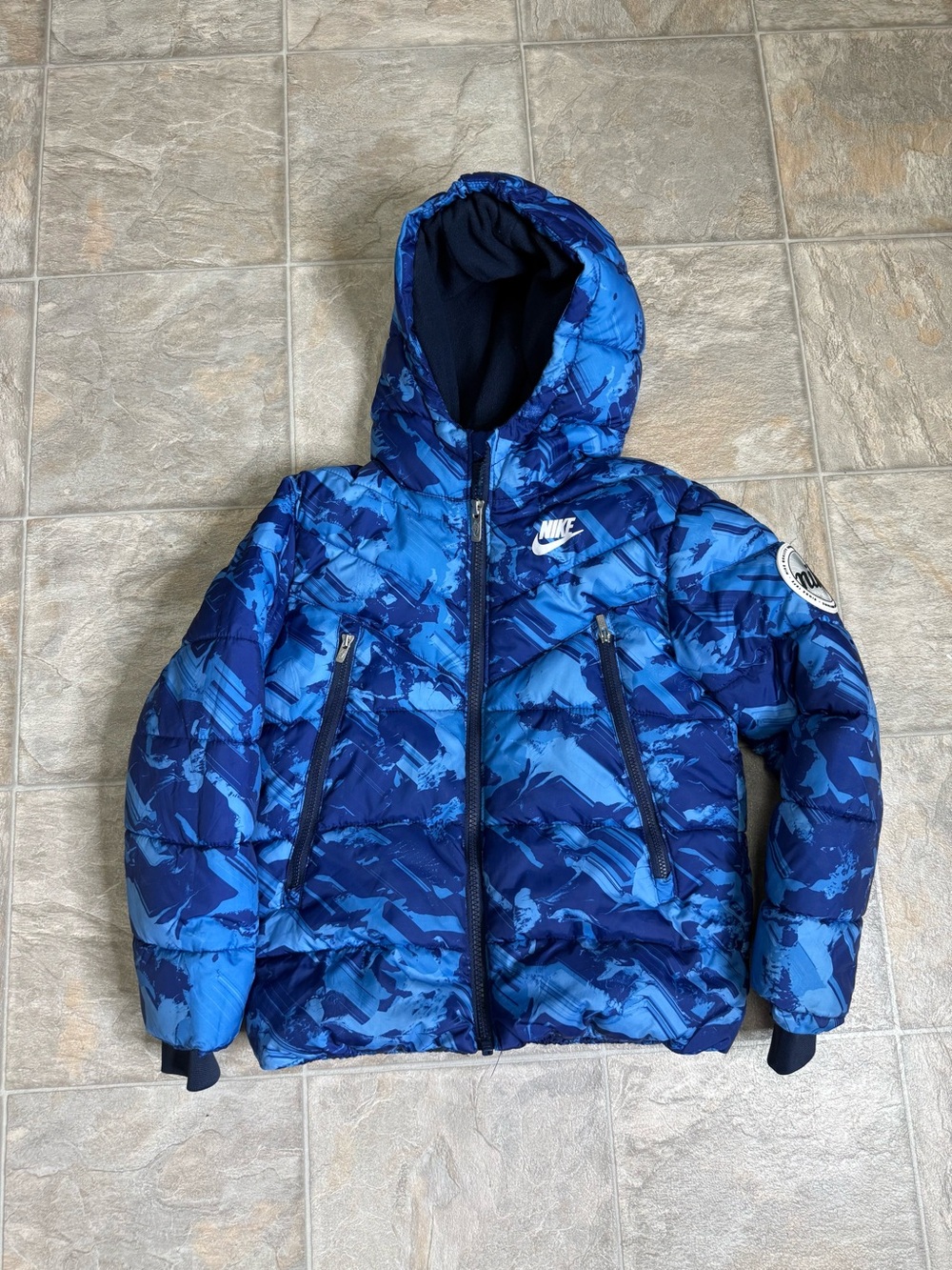 Nike Puffer Full Zip Jacket Boys Size 7 Large Blue Preowned